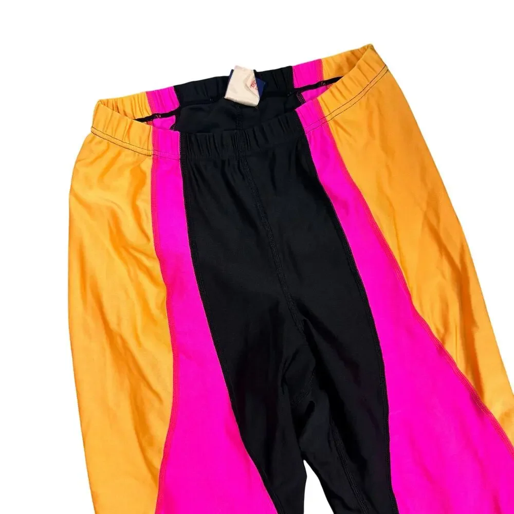 Vintage Nike Pant Pink Orange Black Athletic Work Out Blue Tag 80s Fitted
